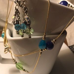 Cool Jewel Tones Necklace and Earrings